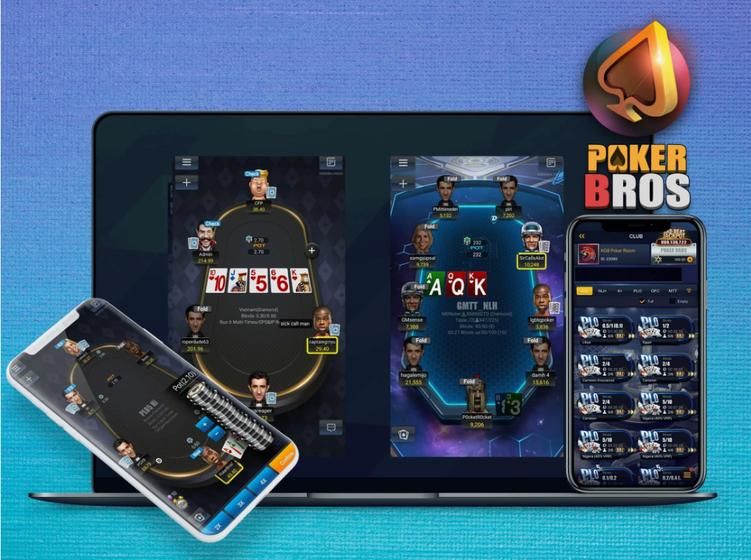 Столы PokerBros на телефоне и компьютере